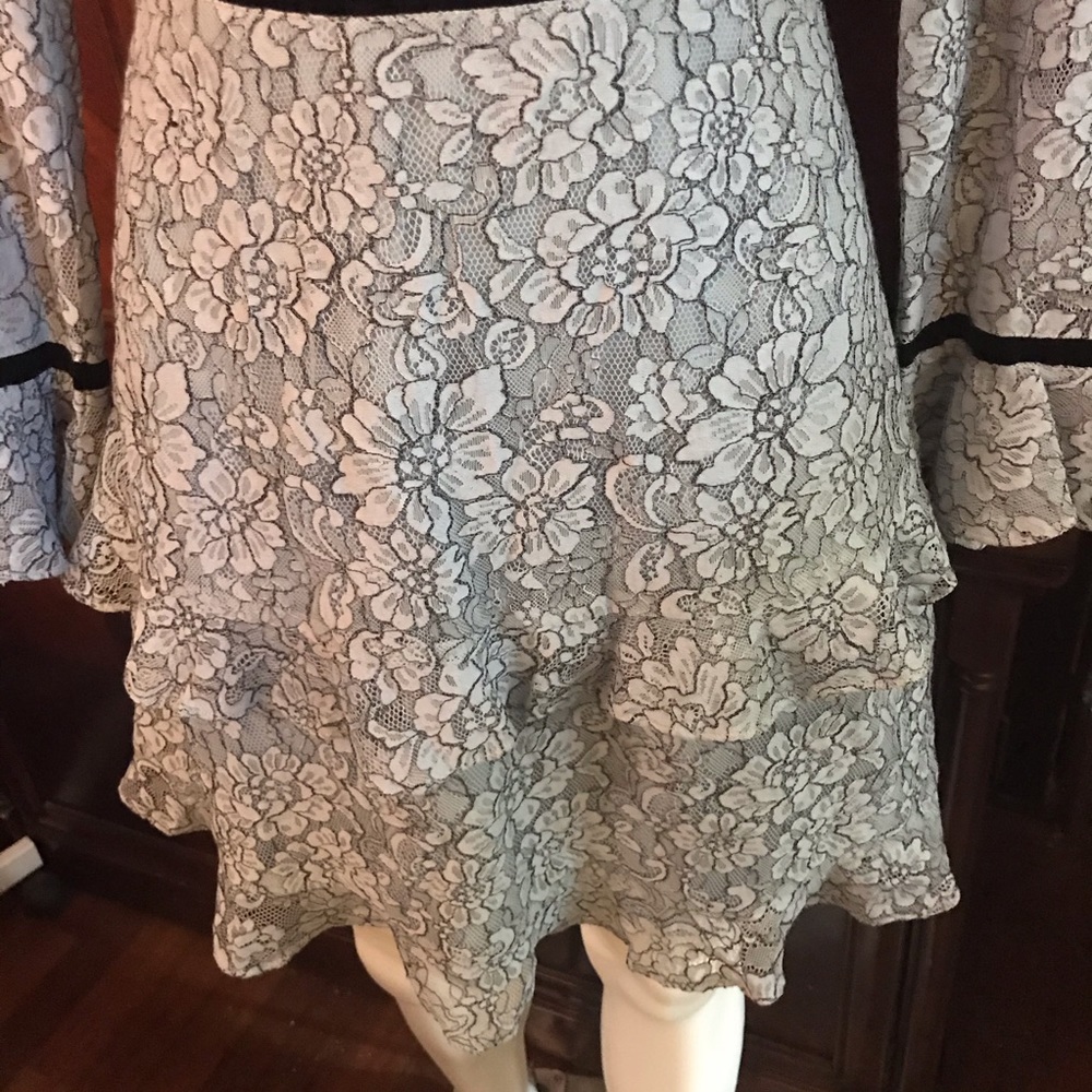π Aakaa Blueish Grey Lace Flower Design Dress-Sm - Picture 4 of 8